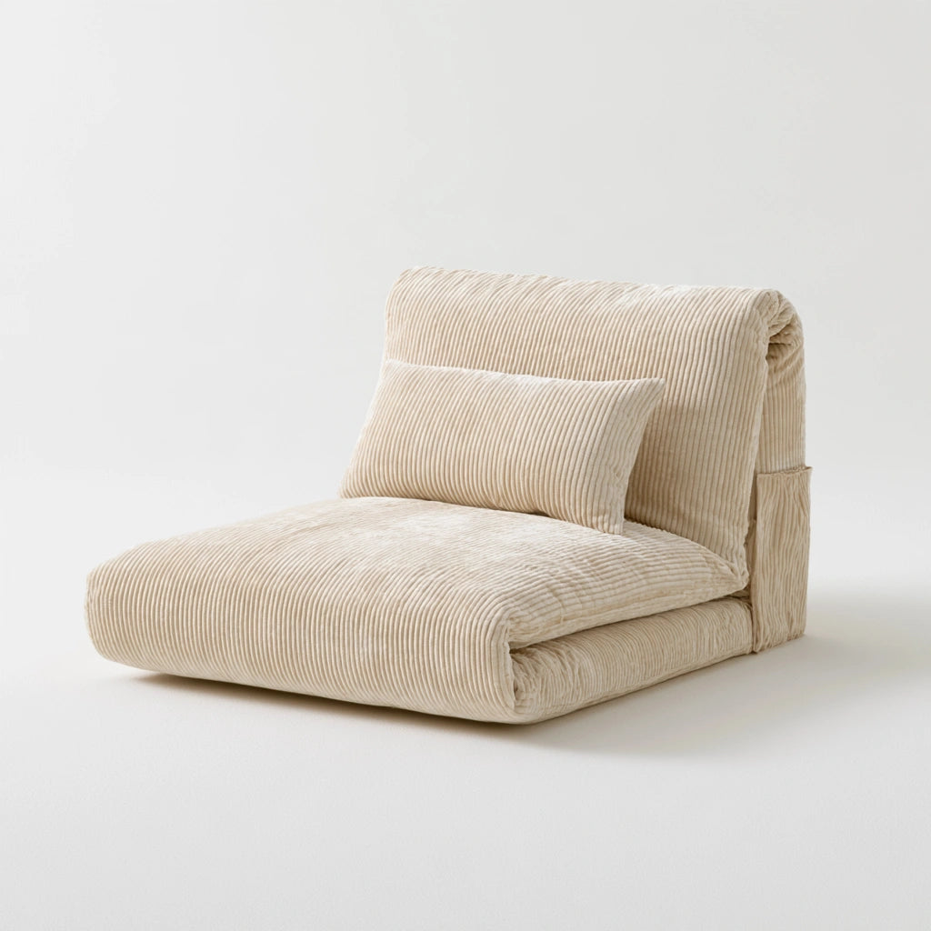 Klappbares Schlafsofa, aus Cordstoff, klappbar, Farbe: creme
