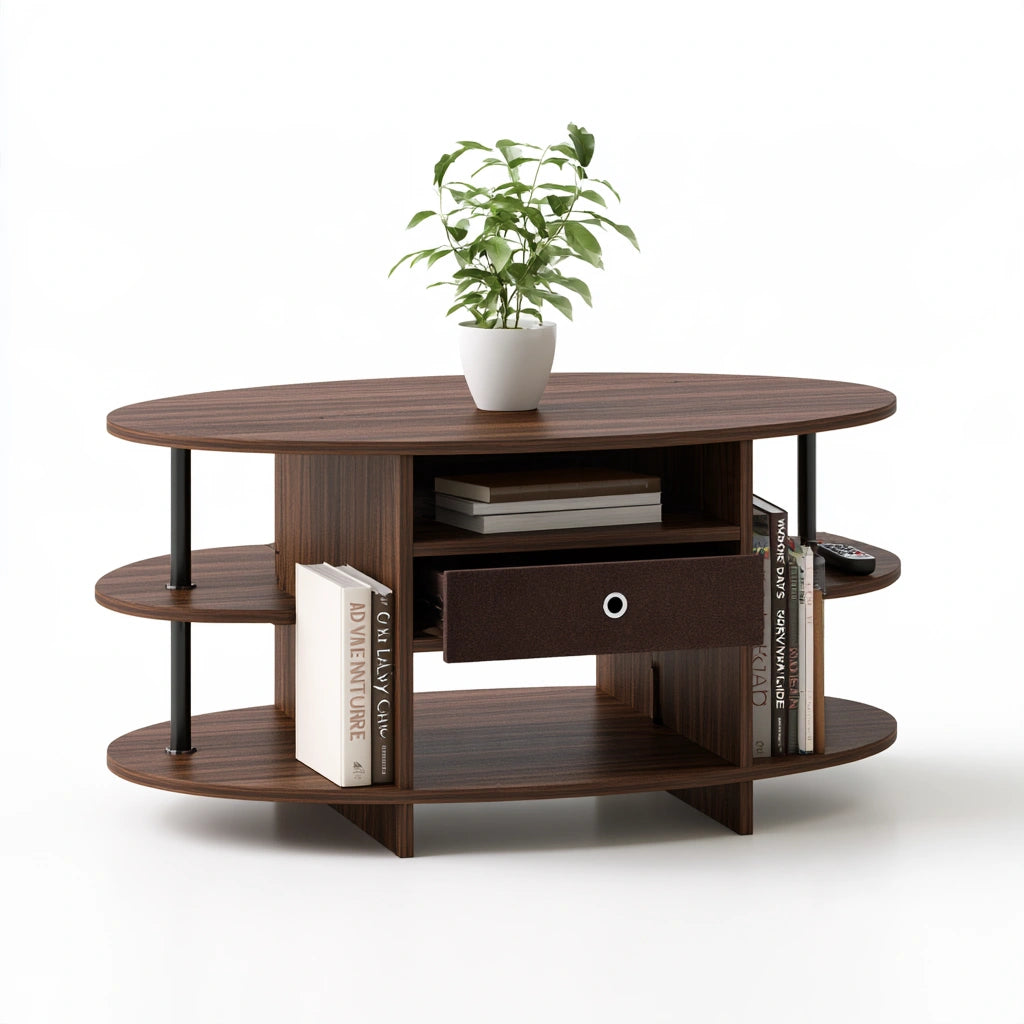 Moderner Couchtisch, aus Holz, Farbe: dunkelbraun