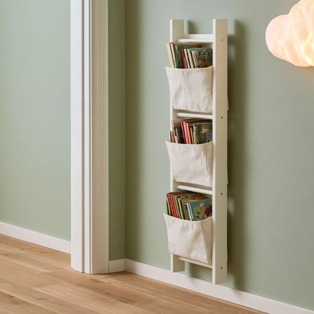 Bücherregal, mit Stoffbezug, Farbe: weiß