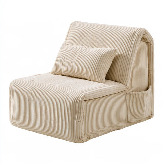 Klappbares Schlafsofa, aus Cordstoff, klappbar, Farbe: creme